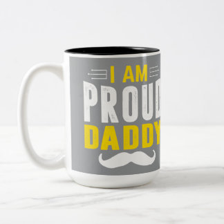 Caneca De Café Em Dois Tons I Am Proud Daddy Grey Mustache Typographic Coffee 