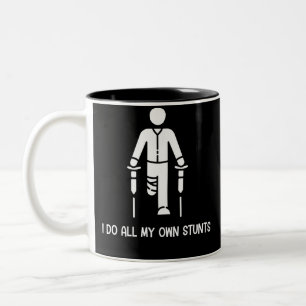 Caneca De Café Em Dois Tons I Do All My Own Stunts - Get Well Gift Funny