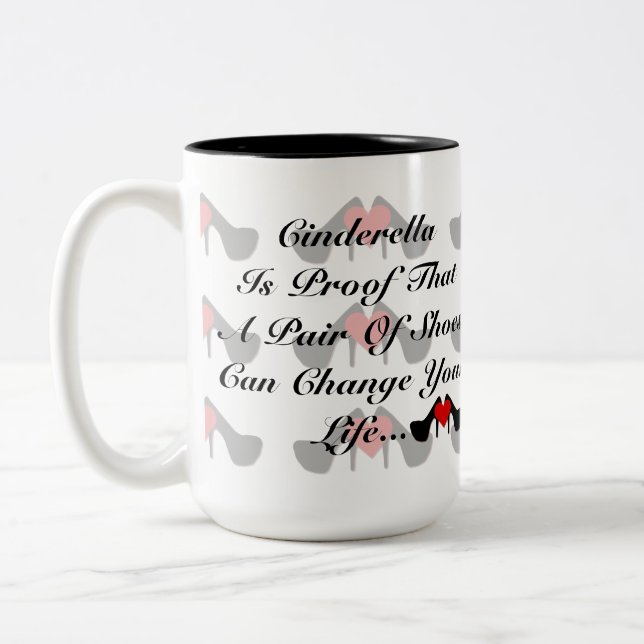 Caneca De Café Em Dois Tons I Heart Calçados Padrões Calçado Cote Mug (Esquerda)