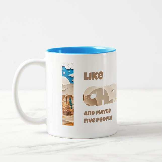 Caneca De Café Em Dois Tons I Like Christmas and Maybe (Esquerda)
