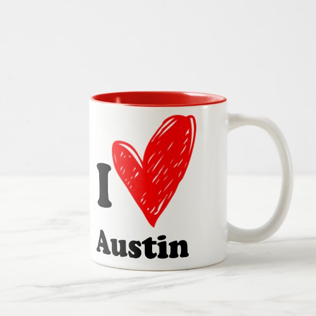 Caneca De Café Em Dois Tons I love Austin (Direita)