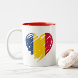 Caneca De Café Em Dois Tons I Love Chad - Chade Flag Heart