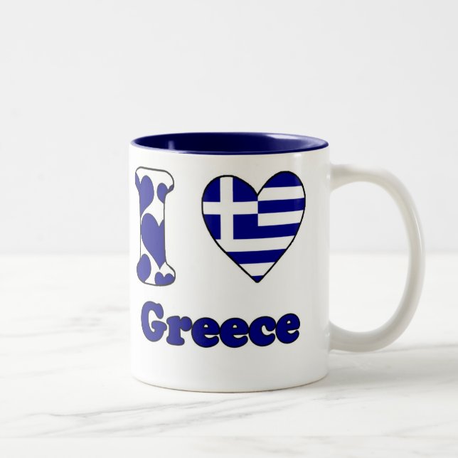 Caneca De Café Em Dois Tons I love Greece (Direita)