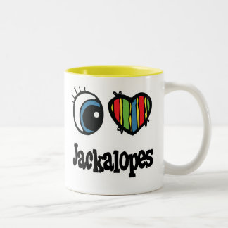Caneca De Café Em Dois Tons I Love (Heart) Jackalopes