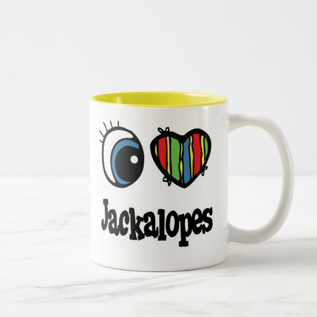 Caneca De Café Em Dois Tons I Love (Heart) Jackalopes (Direita)