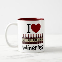 Caneca De Café Em Dois Tons I Love Livermore Wineries Heart and Wine Bottles