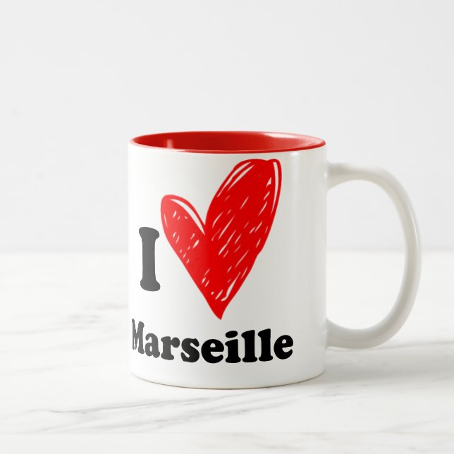 Caneca De Café Em Dois Tons I love Marseille (Direita)