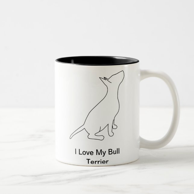 Caneca De Café Em Dois Tons I Love My Bull Terrier (Direita)