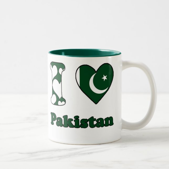 Caneca De Café Em Dois Tons I love Pakistan (Direita)