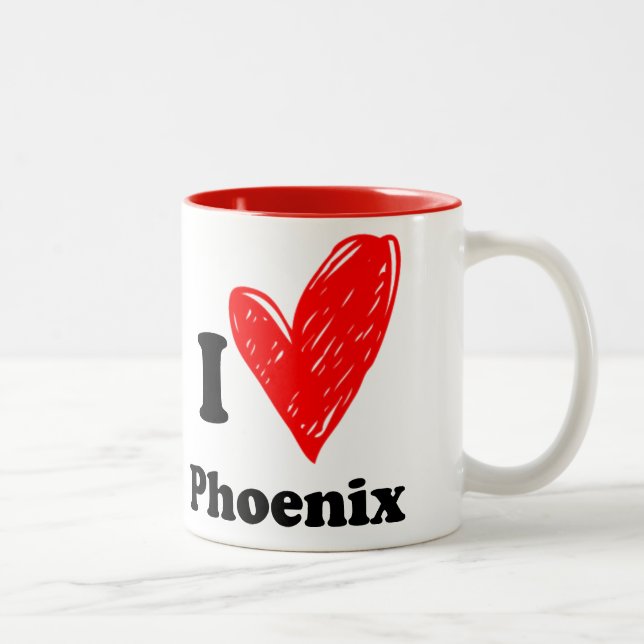Caneca De Café Em Dois Tons I love Phoenix (Direita)