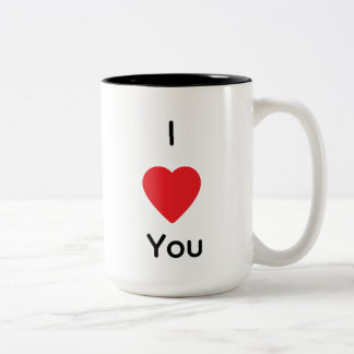 Caneca De Café Em Dois Tons I Love You Mug – Simple Romantic Heart Design