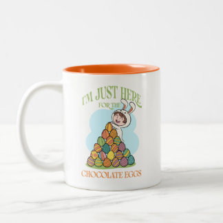 Caneca De Café Em Dois Tons I’m Just Here for the Chocolate Eggs – Funny Easte