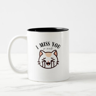 Caneca De Café Em Dois Tons I Miss You So Much Cat - Cute Crying Cat Emotional