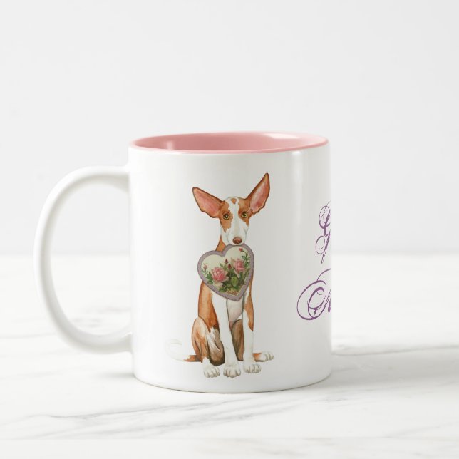 Caneca De Café Em Dois Tons Ibizan Hound Heart Mãe (Esquerda)