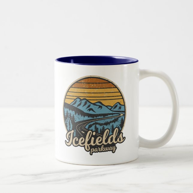 Caneca De Café Em Dois Tons Icefields Parkway Alberta Canada Retro (Direita)