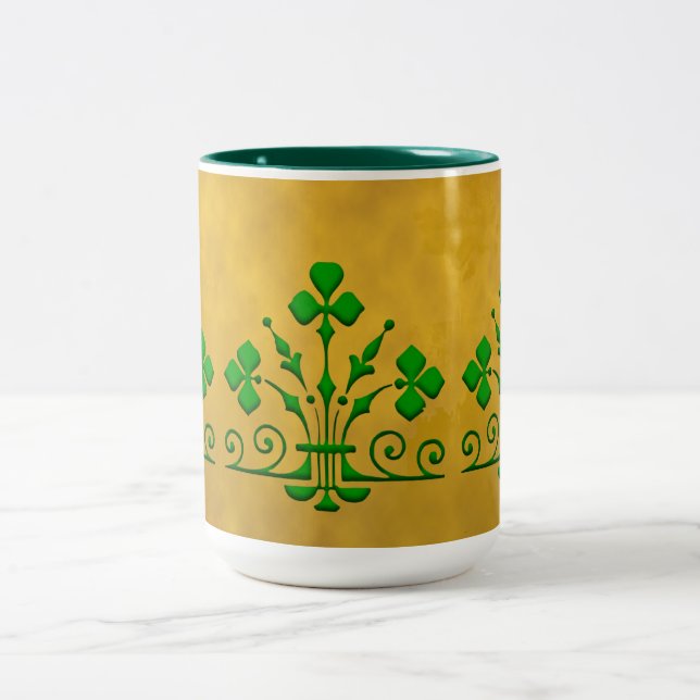 Caneca De Café Em Dois Tons Ícone Gótico Shamrock Verde Café Mug (Centro)