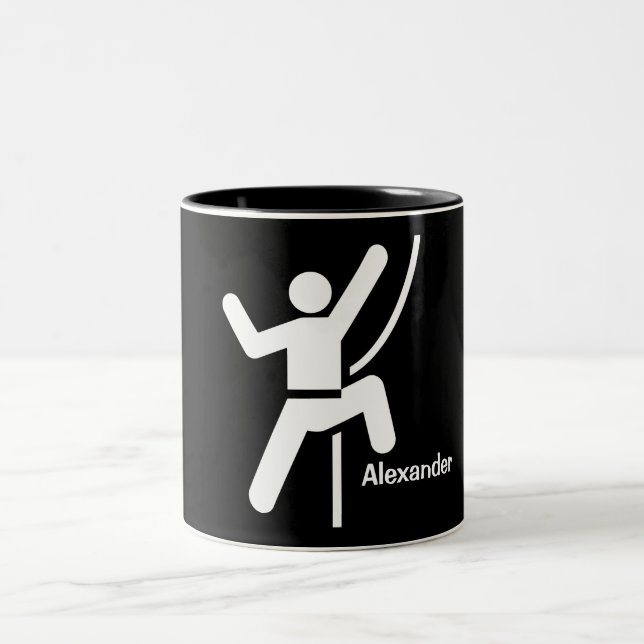 Caneca De Café Em Dois Tons Ícone preto e branco simples da escalada (Centro)