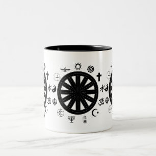Caneca De Café Em Dois Tons Ícone Religião Mundial Símbolos Arte