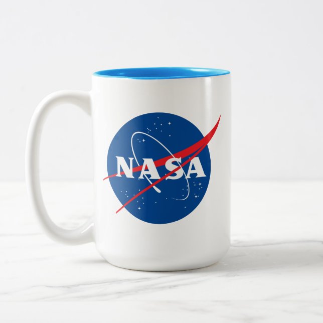 Caneca De Café Em Dois Tons Iconic NASA Uranus Blue Trim Cerâmico Bistro Mug (Esquerda)