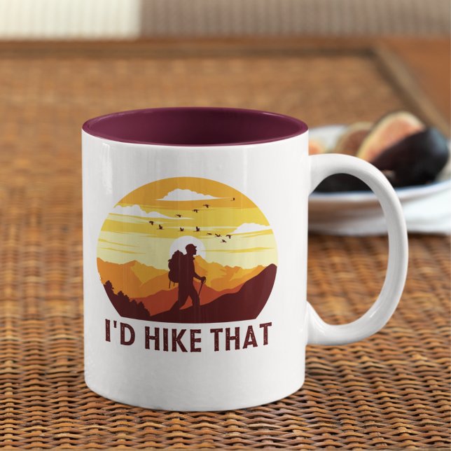 Caneca De Café Em Dois Tons I'd Hike That Funny Hiking  (Criador carregado)