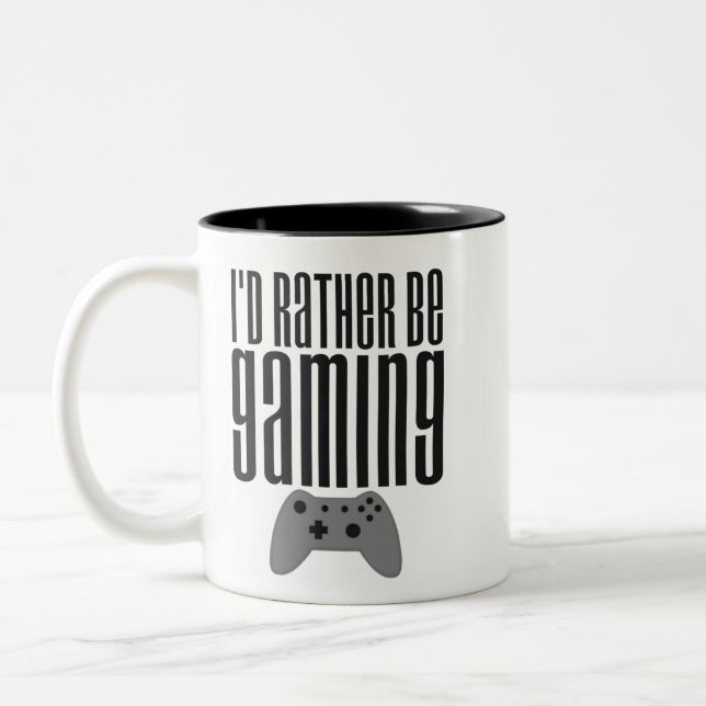 Caneca De Café Em Dois Tons I'd Rather Be Gaming (Esquerda)