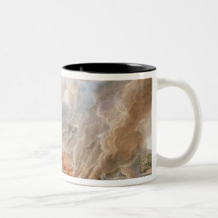 Caneca De Café Em Dois Tons Ideia de uma erupção do Monte Vesúvio que