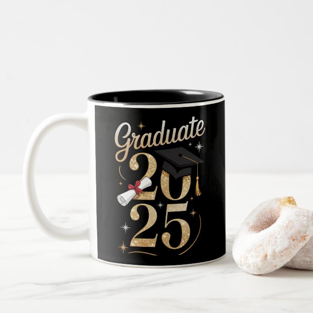 Caneca De Café Em Dois Tons Ideia do presente de graduação de 2025 (Com Donut)