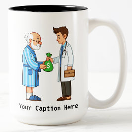 Caneca De Café Em Dois Tons Idoso Pagando Dívida Médica