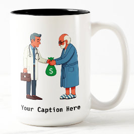Caneca De Café Em Dois Tons Idoso Pagando Dívida Médica