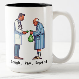 Caneca De Café Em Dois Tons Idoso Pagando Dívida Médica