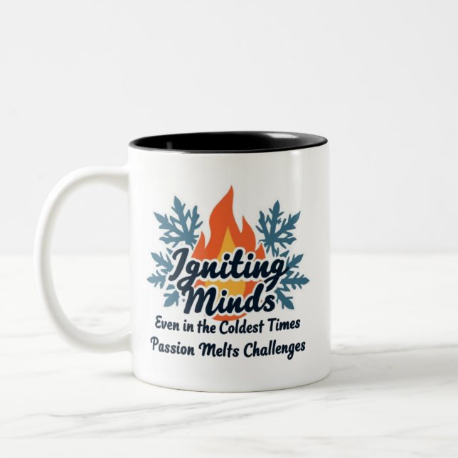 Caneca De Café Em Dois Tons Igniting Minds  Inspirational Winter Passion (Esquerda)