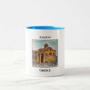 Caneca De Café Em Dois Tons Igreja de Panaghia Kapnikarea, Atenas, Grécia