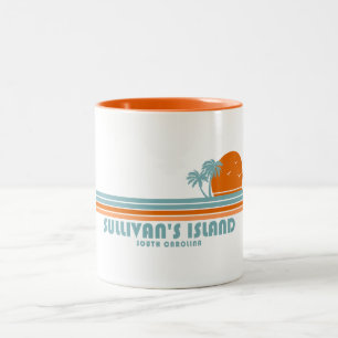 Caneca De Café Em Dois Tons Ilha de Sullivan Carolina do Sul Palmeiras ao Sol