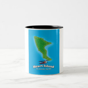Caneca De Café Em Dois Tons Ilha Hart Nova York Nova York mapa