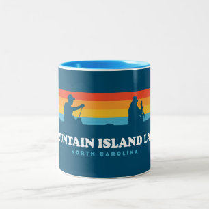 Caneca De Café Em Dois Tons Ilha Mountain Lake North Carolina Canoe