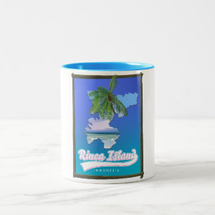 Caneca De Café Em Dois Tons Ilha Rinca Indonésia mapa de viagem