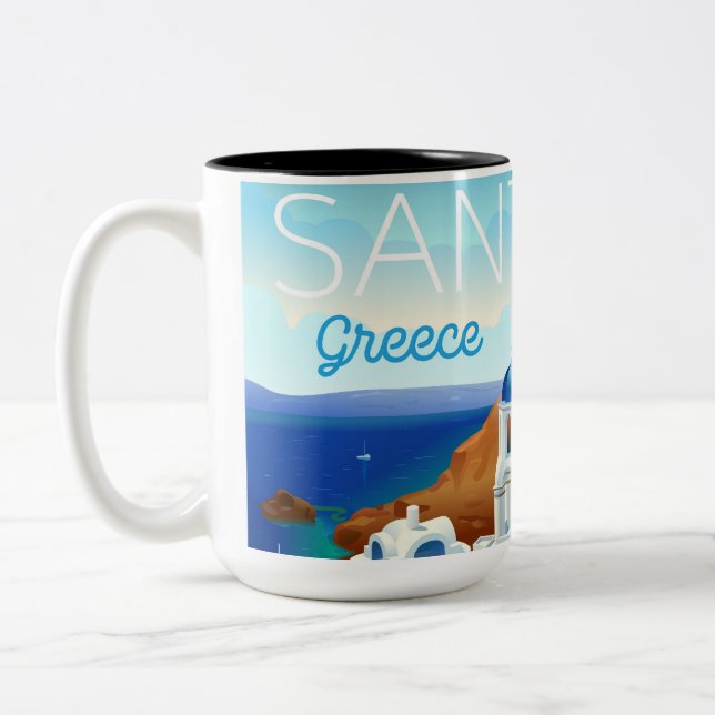 Caneca De Café Em Dois Tons Ilha Santorin (Esquerda)