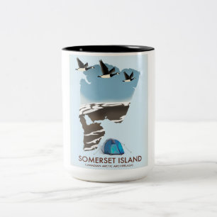 Caneca De Café Em Dois Tons Ilha Somerset, mapa estilo vintage Canadá