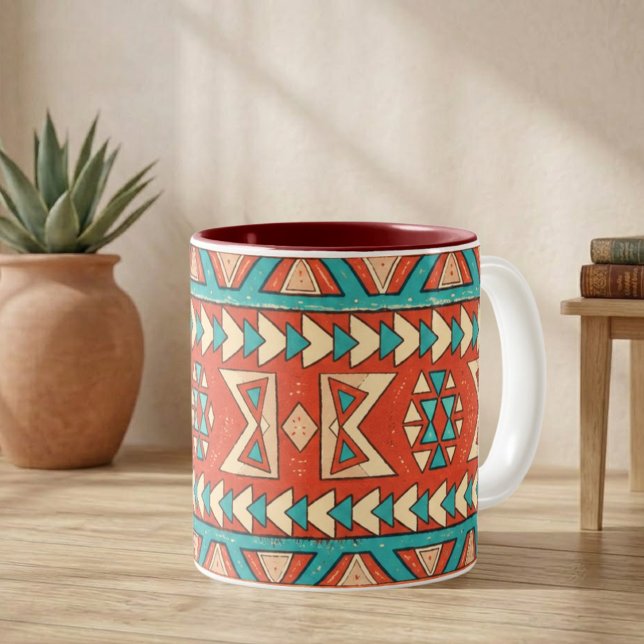 Caneca De Café Em Dois Tons Ilha Tribal Boho  (Criador carregado)