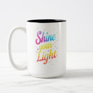 Caneca De Café Em Dois Tons Iluminar a Luz - Design de Tipografia Vibrante