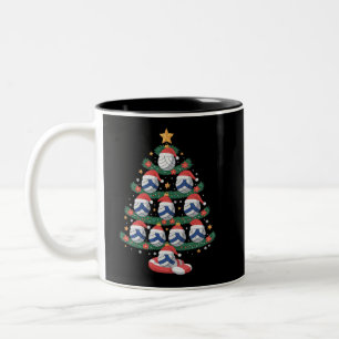 Caneca De Café Em Dois Tons Iluminar Jogador de Volei Árvore de Natal Esportes