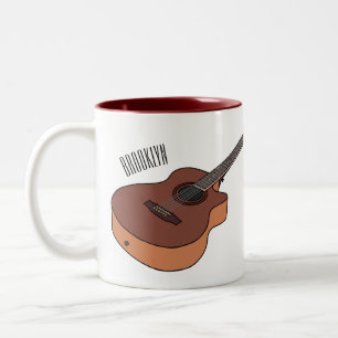 Caneca De Café Em Dois Tons Ilustração acústica de desenho animado