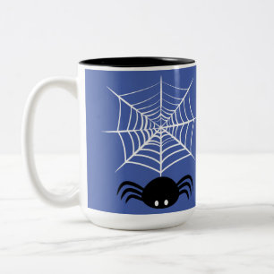 Caneca De Café Em Dois Tons Ilustração Assustadora de Aranha de Halloween