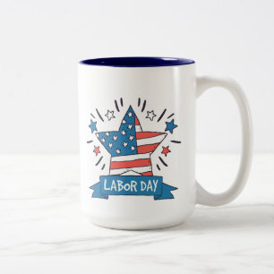 Caneca De Café Em Dois Tons Ilustração Criativa do Dia do Trabalho Americano