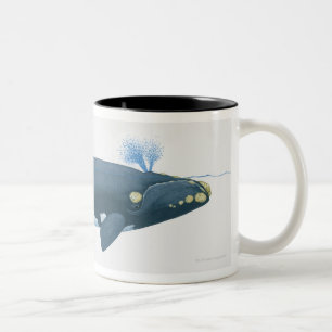 Caneca De Café Em Dois Tons Ilustração da baleia direita de North Pacific