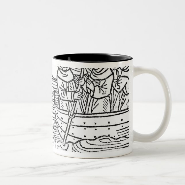 Caneca De Café Em Dois Tons Ilustração 'da viagem de St. Brendan (Direita)
