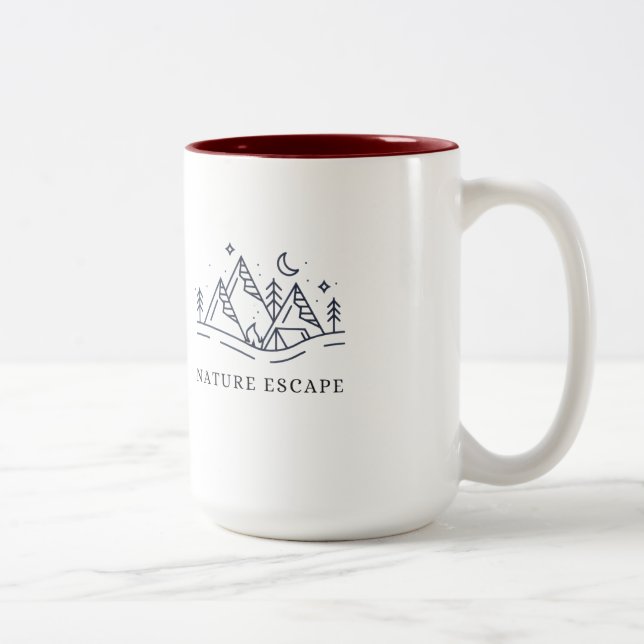 Caneca De Café Em Dois Tons Ilustração de Acampamento Nature Escape (Direita)