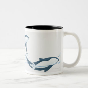 Caneca De Café Em Dois Tons Ilustração de baleias de assassino (orca do