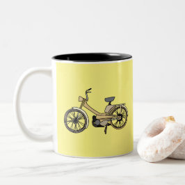 Caneca De Café Em Dois Tons Ilustração de bicicleta a motor amarela