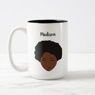 Caneca De Café Em Dois Tons Ilustração de cabelos pretos após personalização